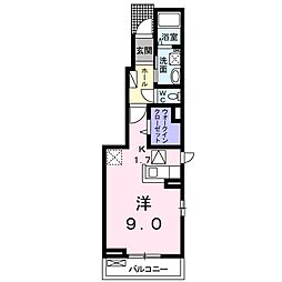 ヴィラ　ル　パン 1階ワンルームの間取り