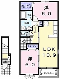 サファイアＡ 2階2LDKの間取り