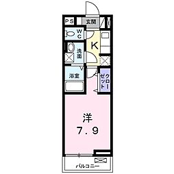 リバーサイド・大江 1Kの間取図画像