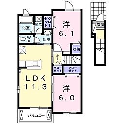 ネロミロスA 2LDKの間取図画像