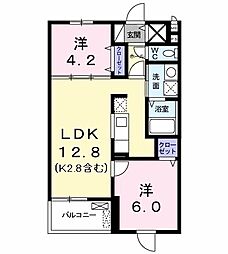 JR中央線 立川駅 バス30分 薬師前下車 徒歩6分の賃貸マンション 2階2LDKの間取り