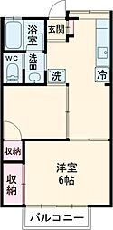 第一茜フラット 2階2DKの間取り