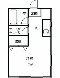 ファーストパレス金森2 1階ワンルームの間取り