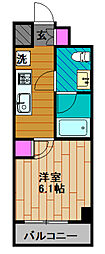 ジェノヴィア綾瀬スカイガーデン 605 6階1Kの間取り