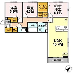 ジャンティ 3階3LDKの間取り