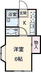 ハイツクレッセント 1階1Kの間取り