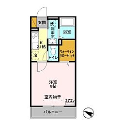 つくばエクスプレス つくば駅 徒歩29分の賃貸アパート 2階1Kの間取り