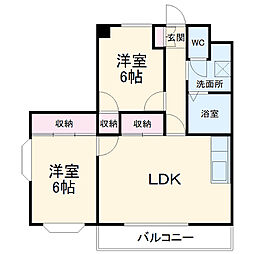 KIソシア1 3階2LDKの間取り