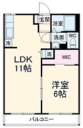 ホワイトハイツ 1LDKの間取図画像