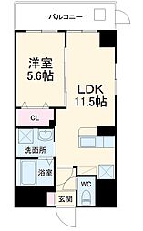 プライムヒルズ楚辺 9階1LDKの間取り