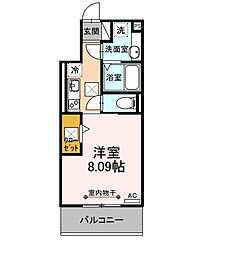 ホヌ 1階1Kの間取り