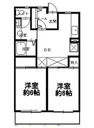 JR横浜線 町田駅 徒歩5分の賃貸マンション 3階2DKの間取り