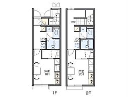 レオパレスグランシャリオ　Ａ 2階1Kの間取り