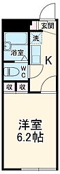 レオパレスベガ 2階1Kの間取り