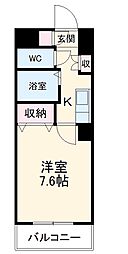 名鉄名古屋本線 神宮前駅 徒歩15分の賃貸マンション 4階1Kの間取り