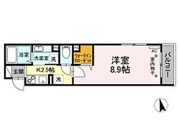 アンソレイエ・オリオン 3階1Kの間取り