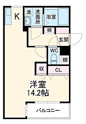 Ｃ−ｃａｌｍｅ内田橋 1階ワンルームの間取り