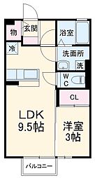 ユーメ・ハイム 2階1LDKの間取り