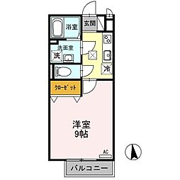 グランモンターニュ 1階1Kの間取り