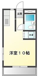 名古屋市営鶴舞線 浅間町駅 徒歩4分の賃貸マンション 2階ワンルームの間取り