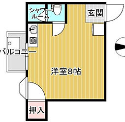 ホワイエ宮町 3階1Kの間取り