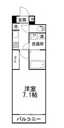 プリズム14番館 4階1Kの間取り