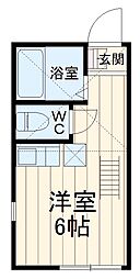 ユナイト南太田サクラメント 2階ワンルームの間取り