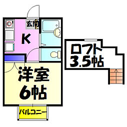 サンセリテ黒砂 1Kの間取図画像