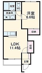 メルベーユ　ライフ 1階1LDKの間取り