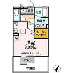 ピアチェーレKB ワンルームの間取図画像