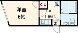 東京メトロ東西線 落合駅 徒歩6分の賃貸マンション 1階1Kの間取り