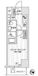 PrimalGotanda 1Kの間取図画像