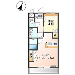 サンリヴィエール 1階1LDKの間取り