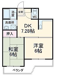 シュメール 3階2DKの間取り
