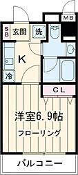 京王井の頭線 三鷹台駅 徒歩20分の賃貸マンション 3階1Kの間取り
