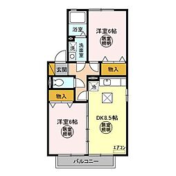 ベルコート　Ａ 1階2DKの間取り