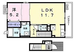 ピーチハウス 2階1LDKの間取り