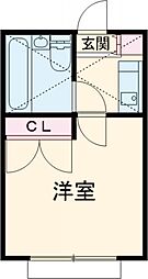 スカイピア赤塚 2階ワンルームの間取り