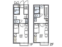 レオパレスヒロ 2階1Kの間取り