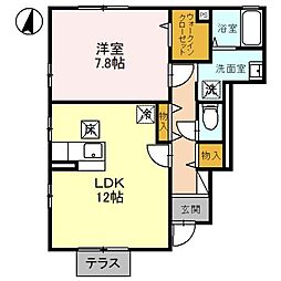 ローズコート　Ａ/Ｂ 1階1LDKの間取り