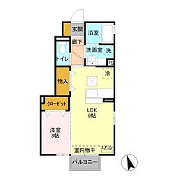 ラ・セゾン　Ｂ 1階1LDKの間取り