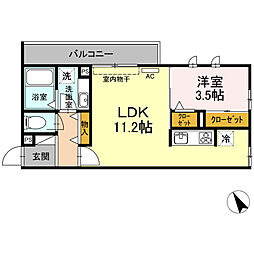 メイユール東丸 1LDKの間取図画像