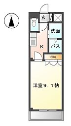 名古屋市営東山線 本陣駅 徒歩12分の賃貸アパート 2階1Kの間取り