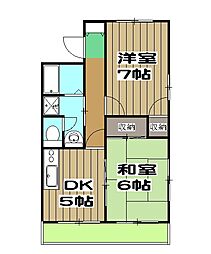 ロイヤルコーポ 8階2DKの間取り