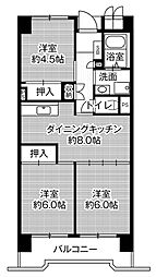 ビレッジハウス笠寺タワー1号棟 10階3DKの間取り