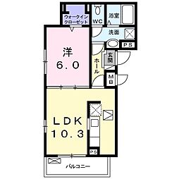サニールーチェ　千波 3階1LDKの間取り