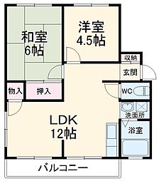 ジュネスＣ 1階2LDKの間取り