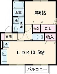 リビングタウンＹＯＵＴＨ　A棟 1階1LDKの間取り