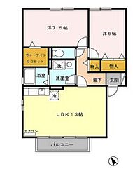 メゾングレース　Ｃ 2階2LDKの間取り