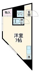 スリーパインズ 2階ワンルームの間取り